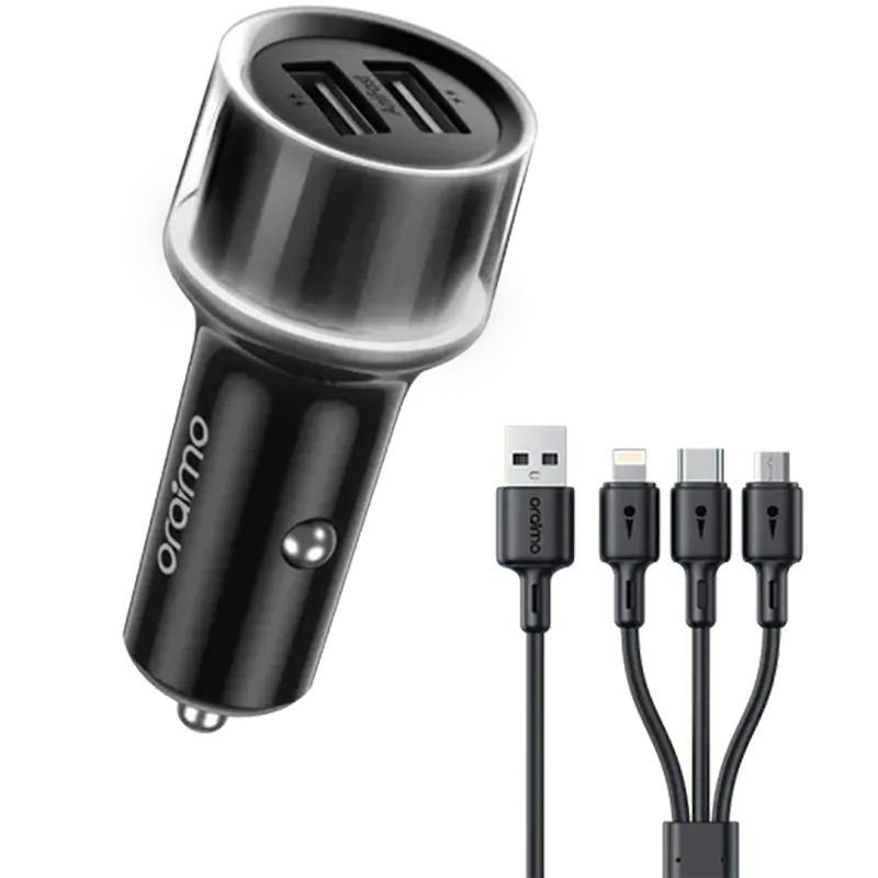 oraimo Highway 15 15.5W Car Charger with 3-in-1 Cable Mascom International.webp